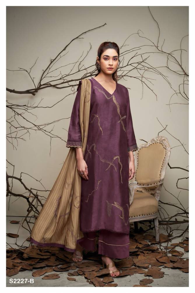 Ganga Maeve 2227 Raw Silk Heavy Dress Material Catalog